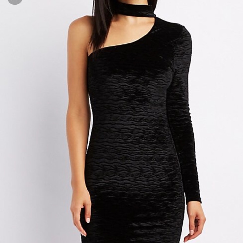 Charlotte Russe Black One Shoulder Body-con Dress